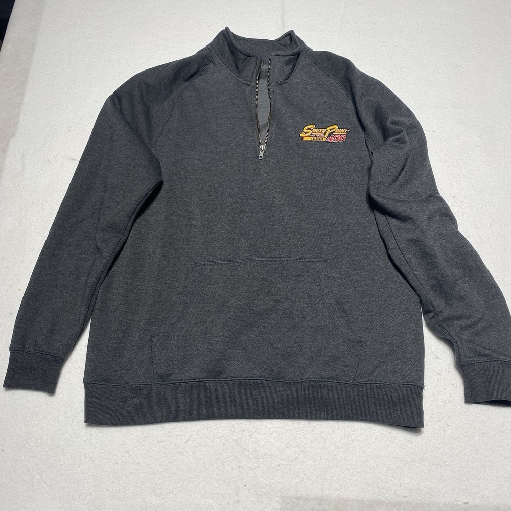 South Point 400 Las Vegas Quarter Zip Sweatshirt Large NASCAR Gray
